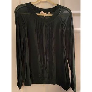 Sheer Green Top with Pleated Accents